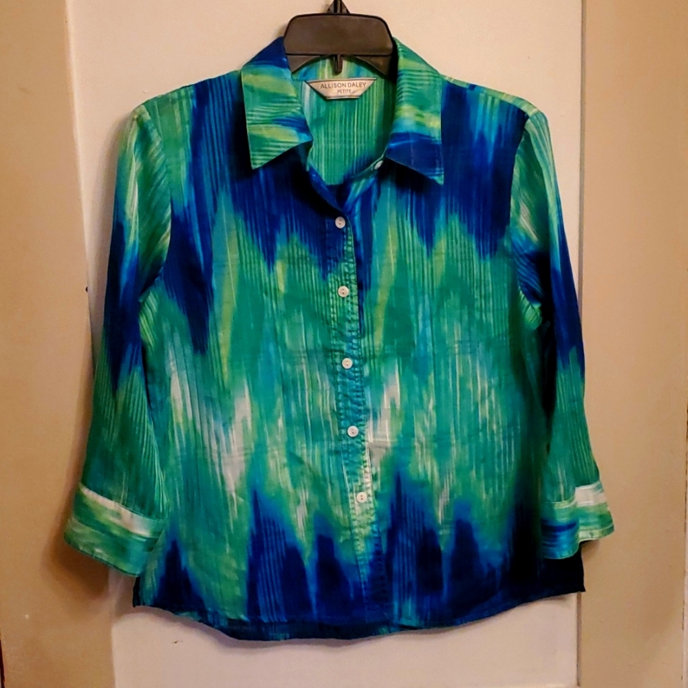 3/$30 Alison Daley Petite Sheer Button Top
